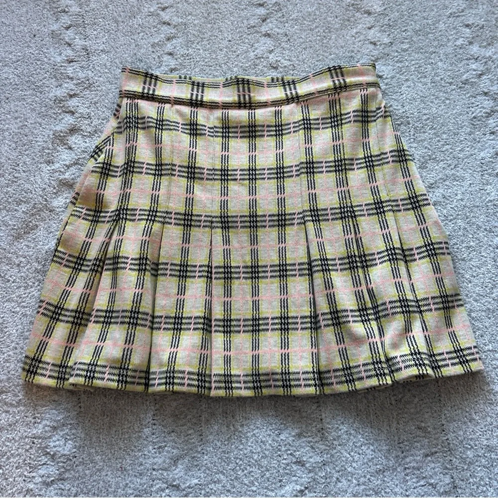Free People Honey Pleated Skirt Retro Sunshine Combo Sz‎ 2 Preppy Light Academia